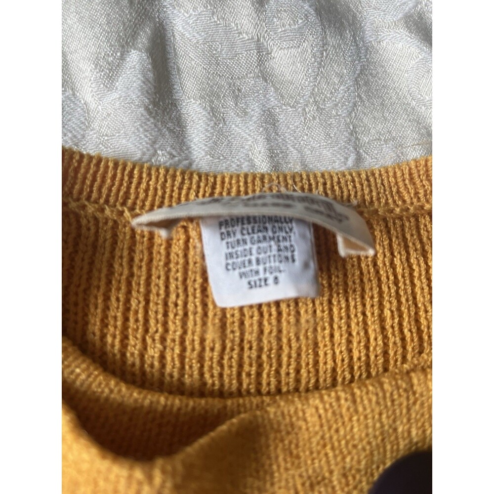 Vintage 80s/90s  St John Marie Gray YELLOW/GOLD  Knit Cardigan Sz 8 - Picture 3 of 8